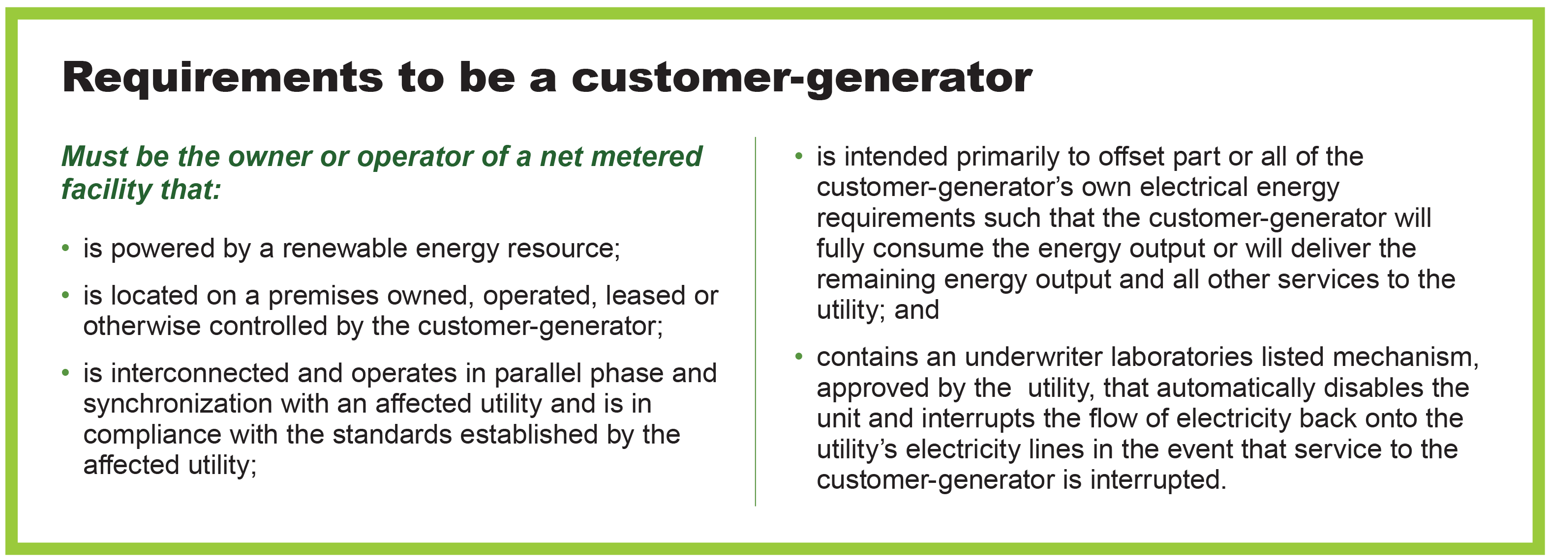 requirements to be a customer-generator